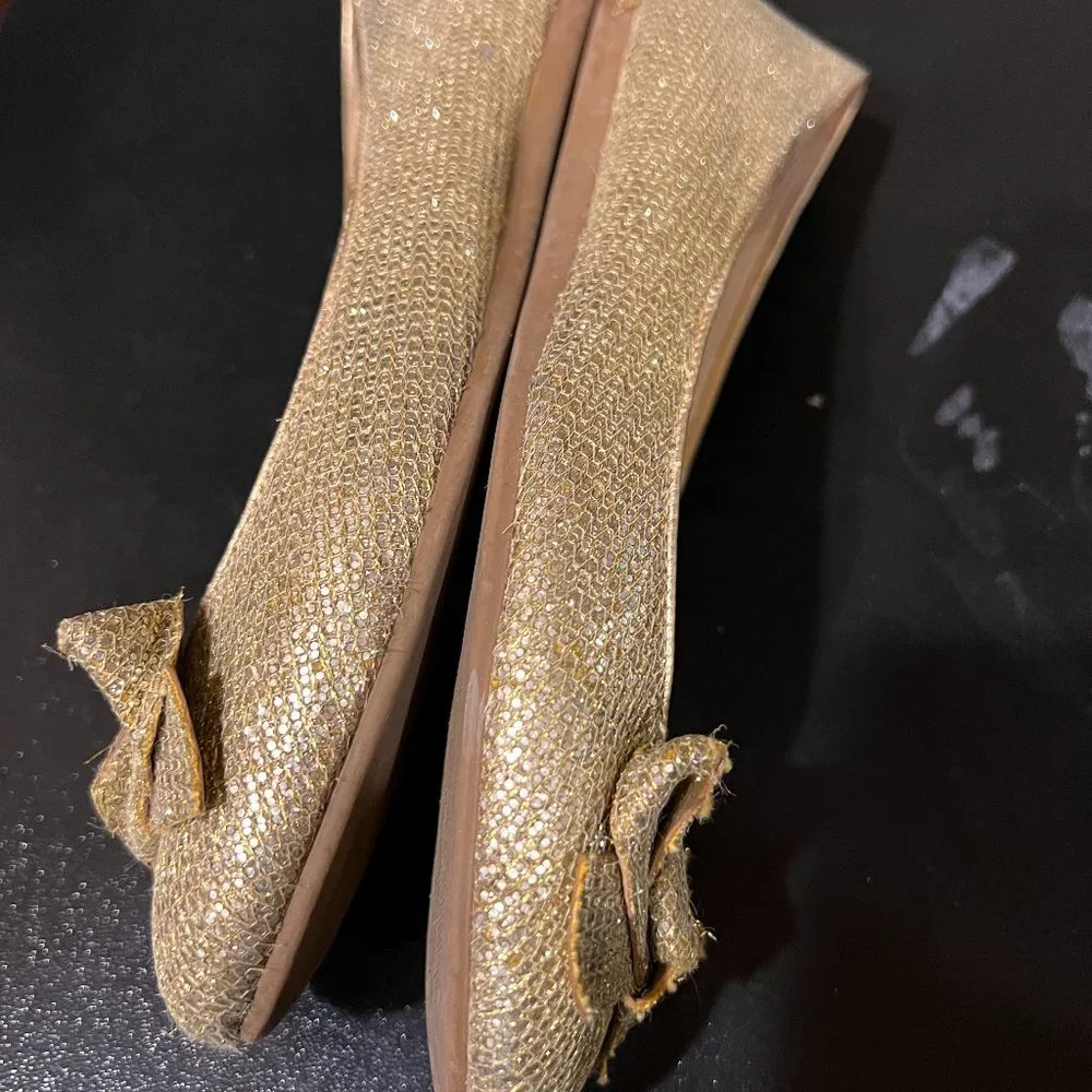 Kate Spade 6.5 glitter gold ballet flats
